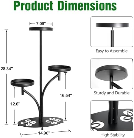 3 Tier Metal Plant Stand Indoor, - Image 2
