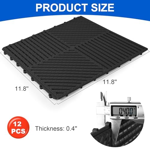 MYFAMIREA Modular Interlocking Cushion 12 Pack 11.8" x 11.8" Rubber Floor Tiles - Image 2