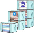 90L Large Storage Bags, 6 Pack Clothes Storage Bins Closet Organizers by BuddingJoy-BuildaJoyfulLifeforYou