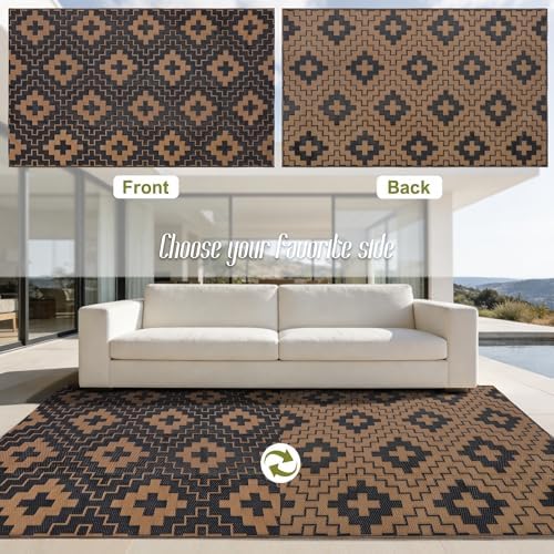 SAND MINE Waterproof Outdoor Rug 5x8 ft, Reversible Plastic Straw Area Rug - Image 3