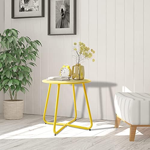 Outdoor Table Small Patio Side Table Waterproof Round Metal Side Table Weather - Image 2