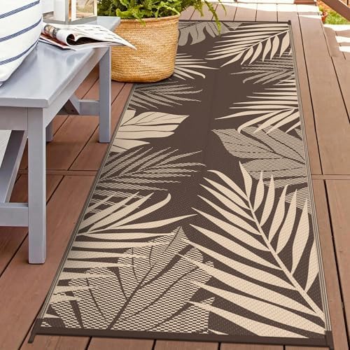 GENIMO Outdoor Rug, Waterproof Plastic Runner Rugs, 2.5'x8' Coffee Beige by GENIMO
