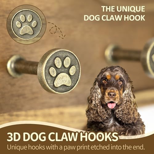MTERSN Acacia Wood Dog Leash Holder Wall Mount - Image 4