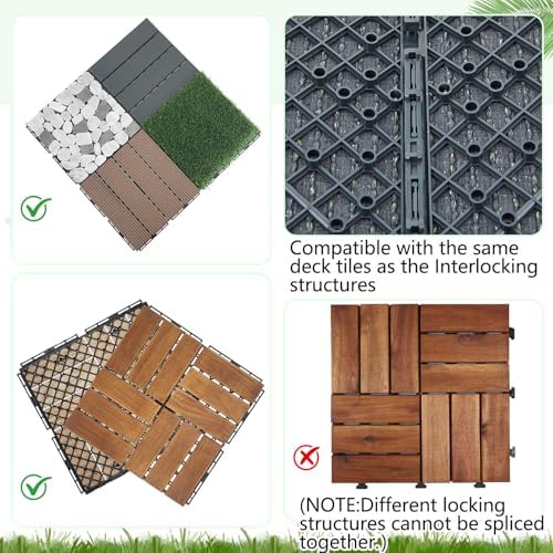 Windyun 8 Pack Artificial Grass Turf Interlocking Deck Tiles 12" x 12" Thick - Image 4