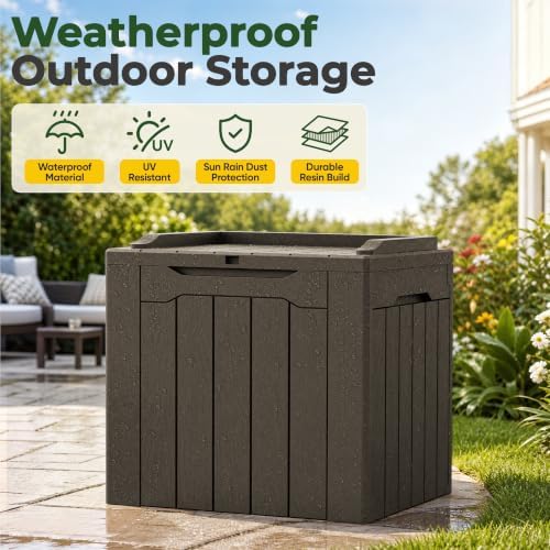 Flamaker Deck Box 31 Gallon Waterproof Resin Small Storage Box - Image 6