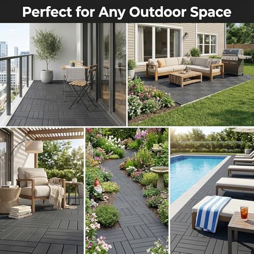 44 Pack 12x12 Inch Interlocking Deck Tiles, Waterproof Anti-Slip Plastic - Image 4