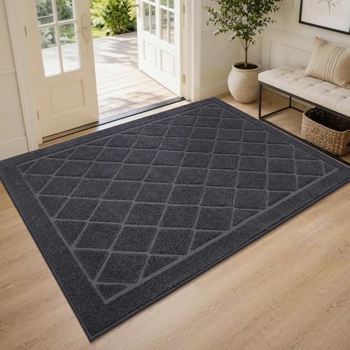 BEQHAUSE Dirt Trapper Door Mat 48" x 72", Doormat Non-Slip, Dark Grey by BEQHAUSE