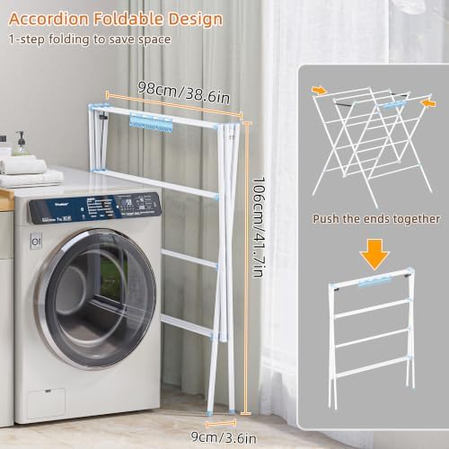 Drying Rack Clothing, 35.4in Long Drying Poles Large Clothes Drying Rack - Image 5