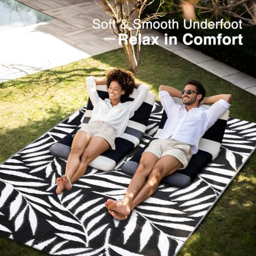 OLANLY Outdoor Rug 5x8 ft Waterproof Reversible Leaf Mat - Image 5