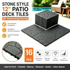 Interlocking Decking 16 Pack Plastic 12"x12" Deck Tiles Outdoor Dark Gray E - Image 2