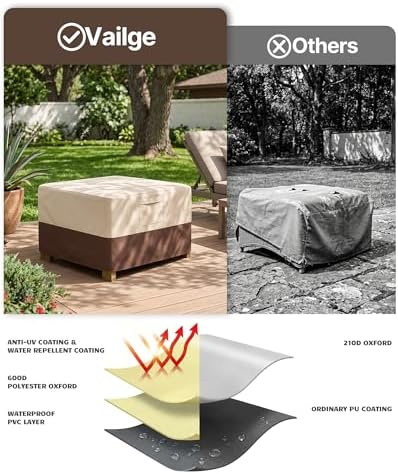 Vailge Patio Ottoman Cover Rectangular, Outdoor Ottoman Cover Waterproof - Image 5