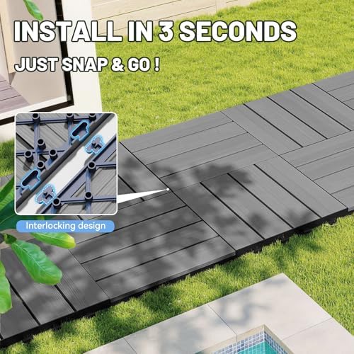 Interlocking Deck Tiles Outdoor Waterproof, Composite Patio Flooring - Image 2