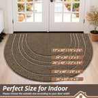 BEQHAUSE Dirt Trapper Door Mat 24" x 36" Half Circle Non Slip Rugs - Image 2