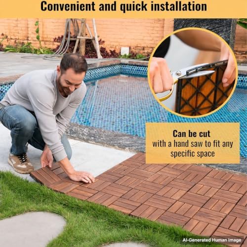 Acacia Wood Interlocking Deck Tiles - Image 4
