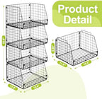 4 Pack XXL Stackable Wire Storage Basket, Extra Large Capacity Pantry Organizer - Image 7