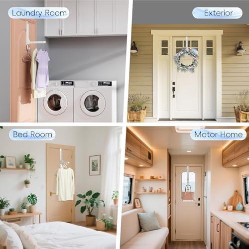 2 Pack Over The Door Hanger Folding Clothes Drying Rack, Folding Hanging Coat - Image 5