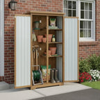 Outdoor Storage Cabinet with Shelves, Weatherproof Tool Shed - Image 3