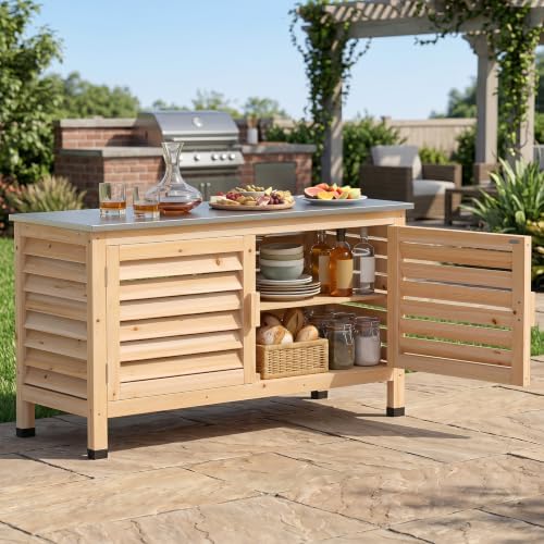 Tangkula Wood Outdoor Storage Cabinet - Image 2