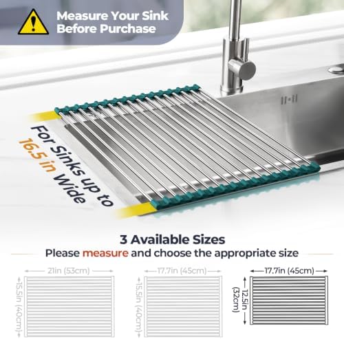 Tomorotec Roll Up Dish Drying Rack Over Sink, 304 Steel - Image 4