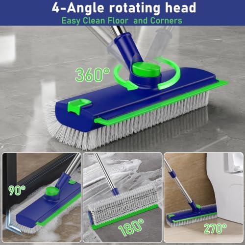 Floor Scrub Brush with Long Handle & Squeegee - Image 2