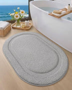 Color&Geometry Oval Grey Bathroom Rugs 36x24, Extra Soft Absorbent Microfiber - Image 4