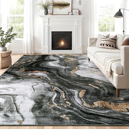 GarveeHome Modern Washable Rugs 6x9 Neutral Abstract Throw Rugs, Non-Slip by GarveeHome