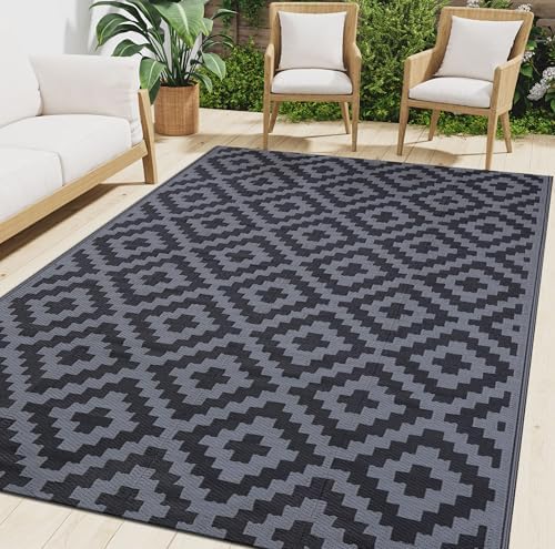 Smiry Outdoor Rug 9x12 ft Waterproof Reversible Boho Mat by Smiry