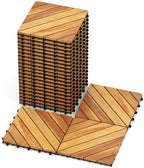 Goplus 24-Pack Acacia Wood Interlocking Deck Tiles by Goplus