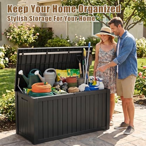 280 Gallon Outdoor Storage Box, Large Patio Deck Box, Tool Storage Bin - Image 7