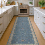 Boho 2'6"x10' Wide Runner Rugs for Hallway Non Skid- 10ft Light Blue Washable - Image 6