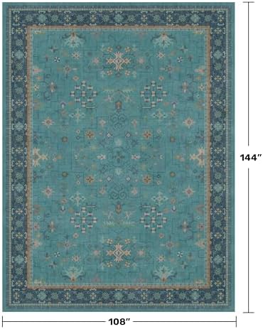 Boho 9x12 Large Teal Green Washable Living Room Rug - Image 2