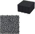 12 Pcs Deck Tiles, Pebble Pattern Plastic Interlocking Deck Tiles, Outdoor by Unknown