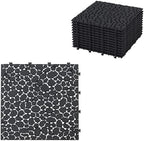 12 Pcs Deck Tiles, Pebble Pattern Plastic Interlocking Deck Tiles, Outdoor by Unknown