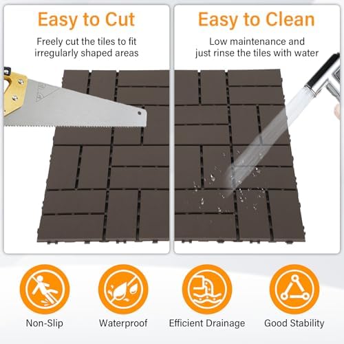 Neoaider Decking Tiles 9Pcs, Coffee Brown - Image 3