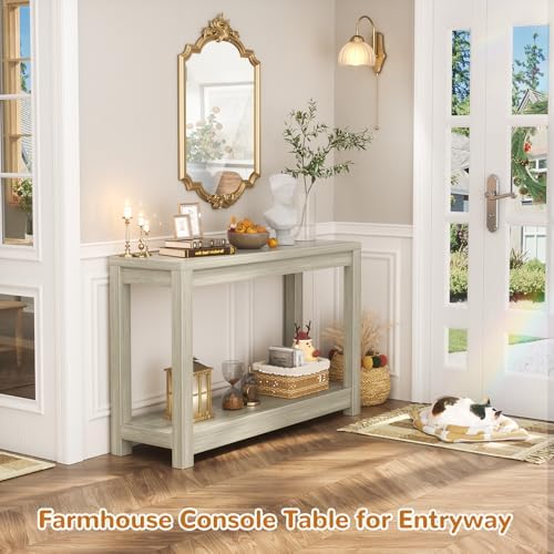 Besiost Small Farmhouse Wood Entryway Table Narrow Console Table - Image 2