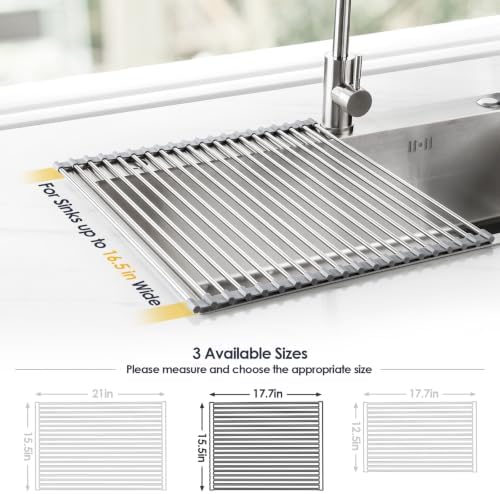 Tomorotec 17.7" x 15.5" Roll Up Dish Drying Rack Over Sink Drying Rack Sink - Image 2