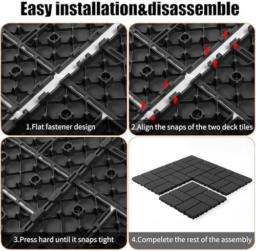 Plastic Interlocking Deck Tiles, 44 Pack, Non-Slip Patio Floor Decking Tiles - Image 4