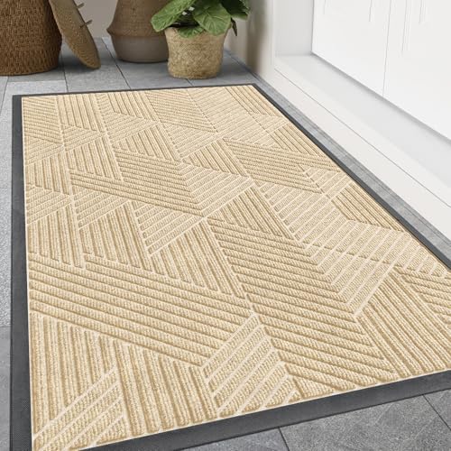 Smiry Front Door Mat Outside Entrance, Low Profile Rubber Doormat by Smiry