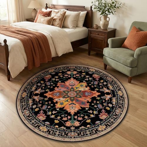 RELEANY Washable Area Rug, Round 4ft by RELEANY