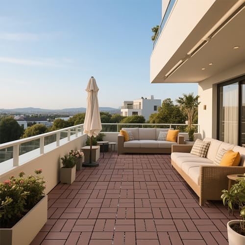 Plastic Interlocking Deck Tiles, 12x12 Inches Waterproof Outdoor Patio Flooring - Image 3