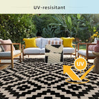 Favoyard Outdoor Rug Black & Beige 5x8 ft Waterproof Reversible Carpet Mat - Image 3