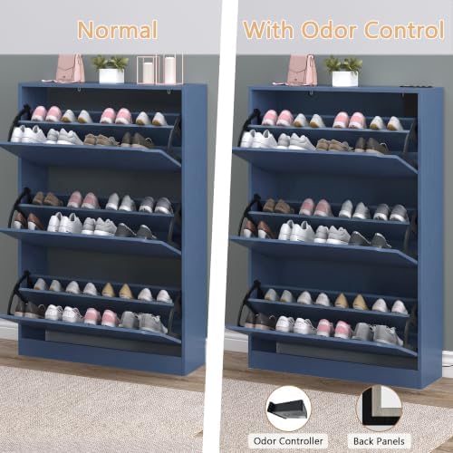 BORNOON Shoe Cabinet with Odor Control and Back Panels, Deodorizing Slim 3-Flip - Image 5