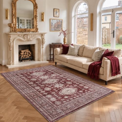 6x9 Living Room Rug Washable Non Slip Distressed Large Carpet - Image 2