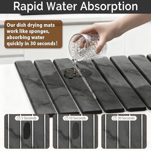 Large Stone Dish Drying Mat for Kitchen Counter, Quick Dry Stone Dishes Mats - Image 3