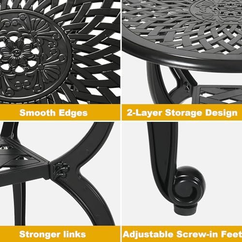 Cast Aluminum Outdoor Side Table, Small Patio Table, Outdoor Coffee Tables - Image 5