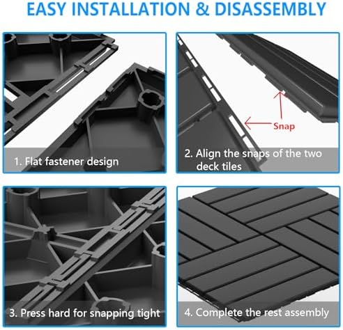 12"x12" Deck Tiles, 36 Pack Interlocking Patio Flooring, Dark Grey - Image 4
