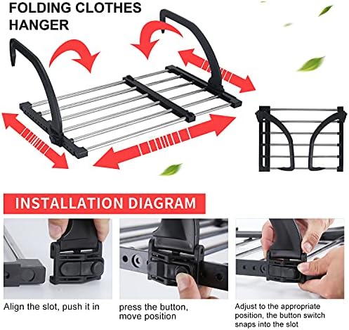 Portable Clothes Drying Rack for Balcony Railings Windowsill, Folding Towel - Image 6