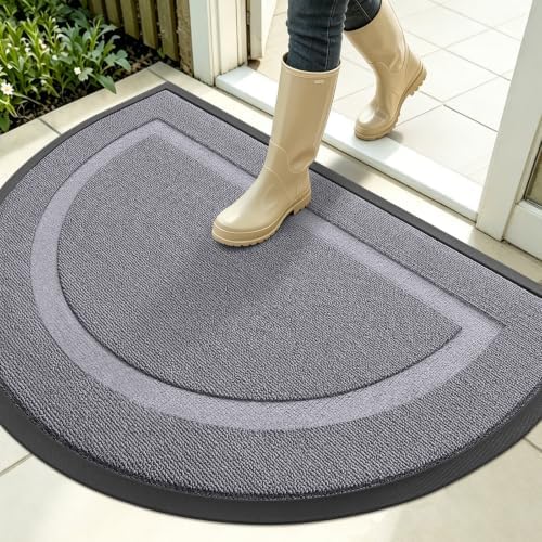 OLANLY Half Circle Front Door Mat Outside 35x23 All-Season Rubber Doormat by OLANLY