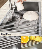 Tomorotec Roll Up Dish Drying Rack Over Sink, 304 Steel - Image 2