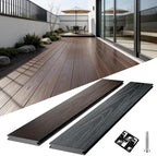 Outdoor Solid 8ft Composite Decking Boards 6 Pcs, Rosewood and Light Grey by ShunHong